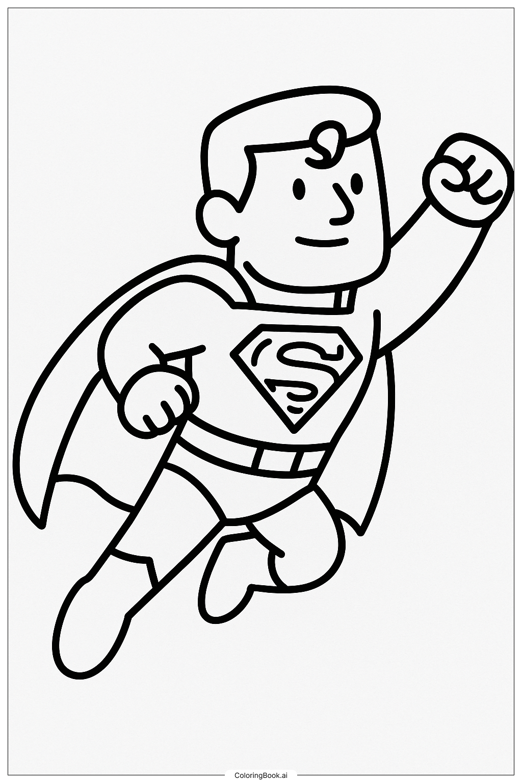  Página para colorear de Superman volando entre las nubes 