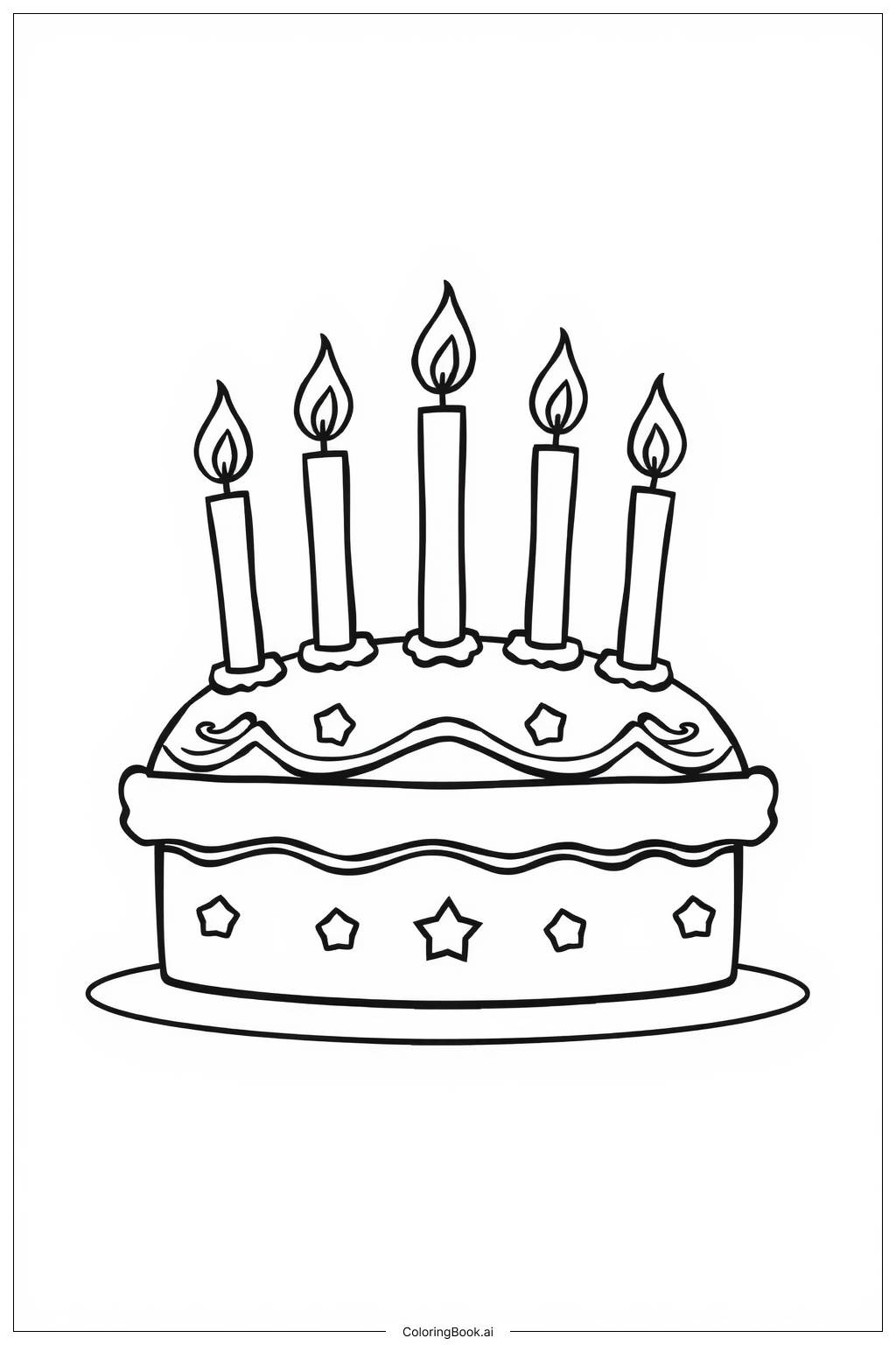  Sweet Cake Candles Coloring Page 