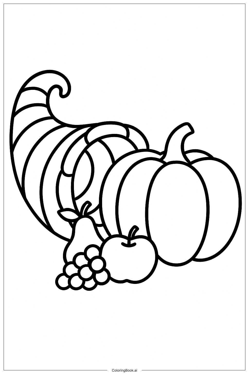  Trang tô màu Cornucopia With A Big Pumpkin 