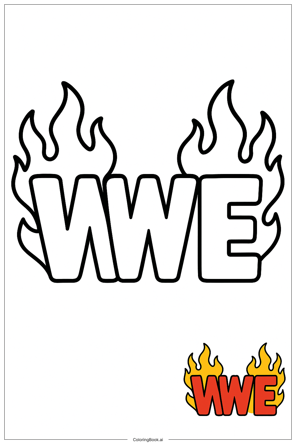  Página para colorear de Logotipo de WWE con Llamas 