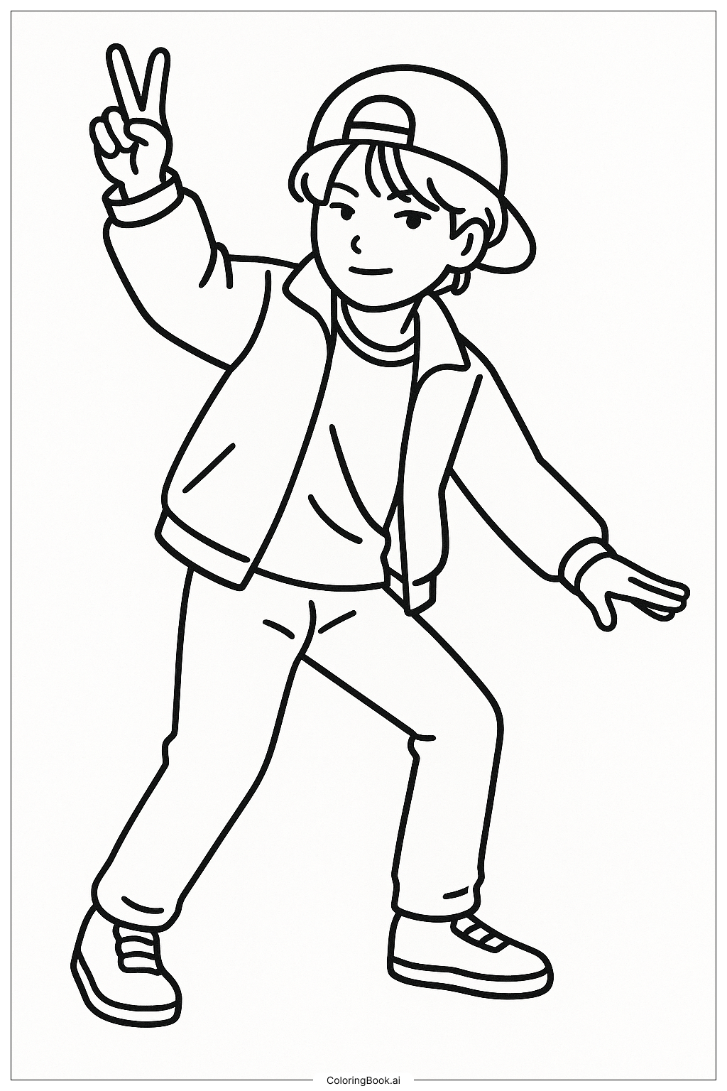  Page de coloriage La pose stylée de Suga, membre de BTS 