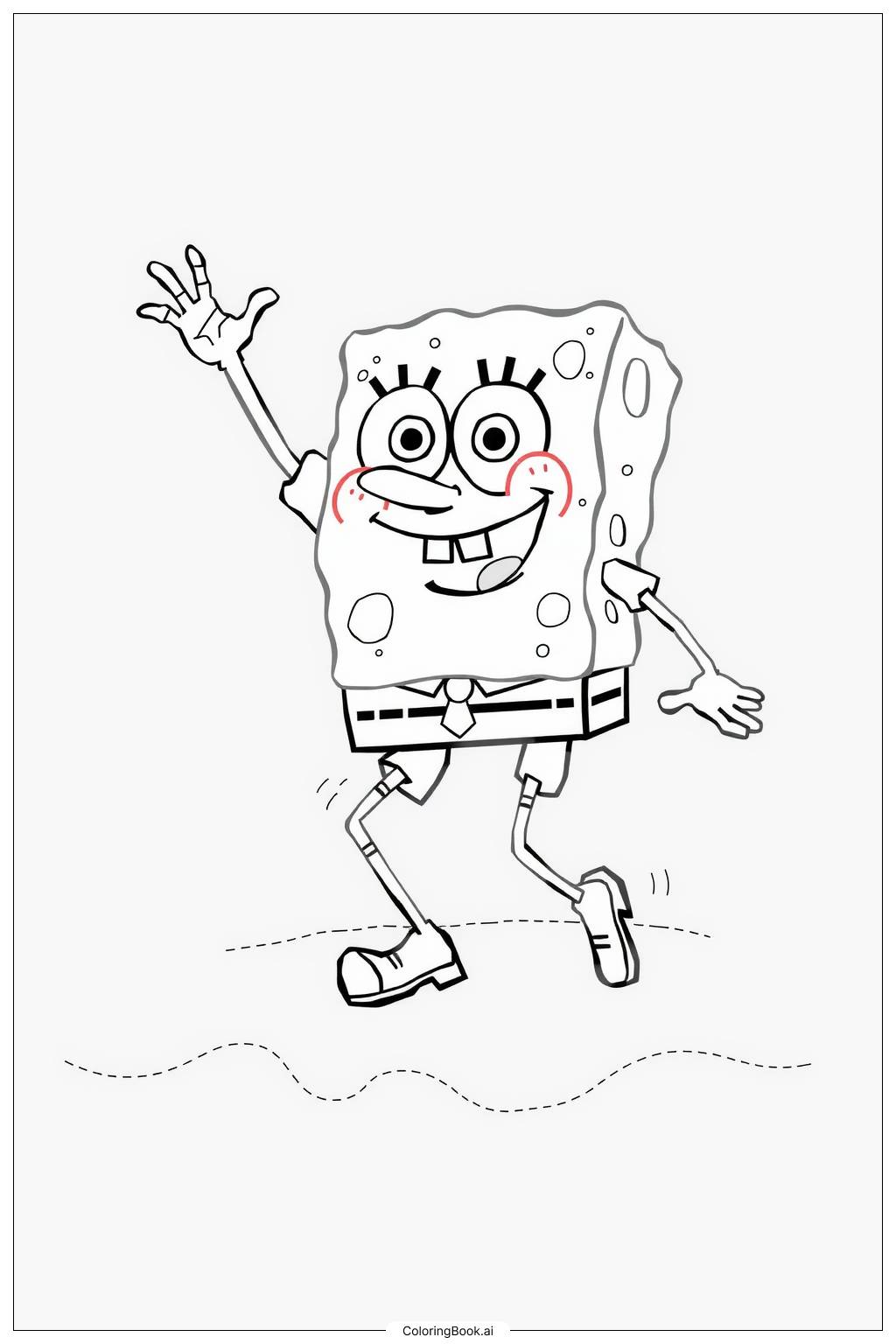  Página para colorir de SpongeBob Dançando em Bikini Bottom 