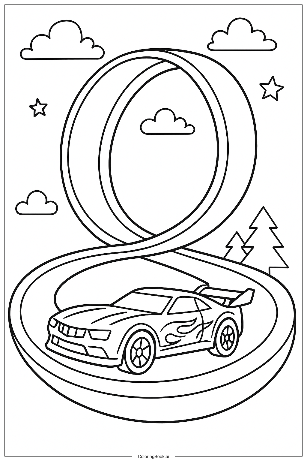  Hot Wheels Car On A Corkscrew Track Coloring Page 