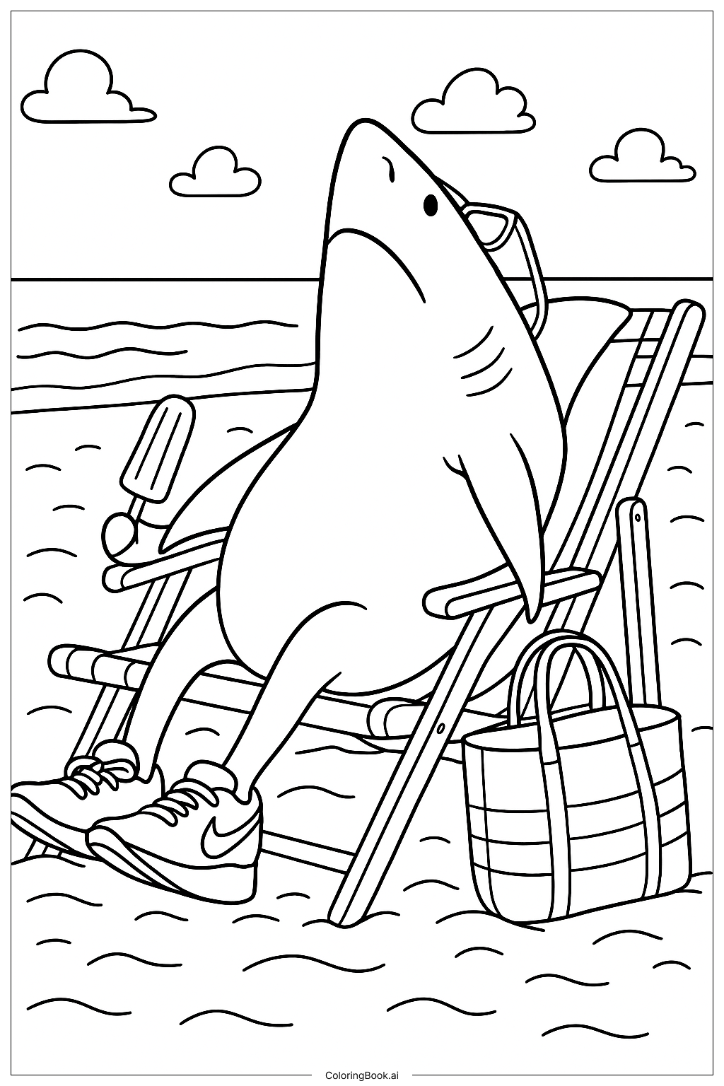  Tralalero Tralala Sitting on Chair Coloring Page 