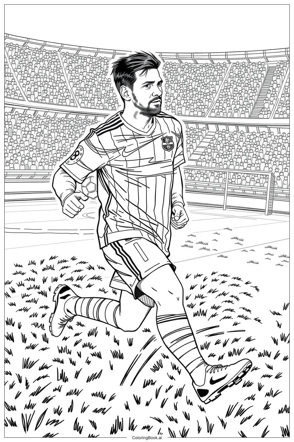  messi running on the field-2 Coloring Page 