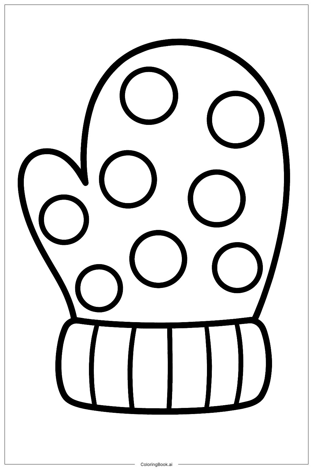 Polka Dot Mitten Coloring Page