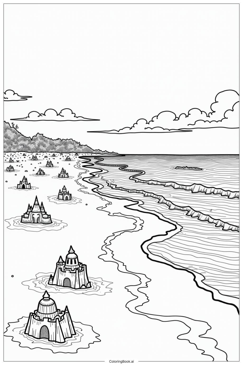  Sand Castle Beach Competition Coloring Page 