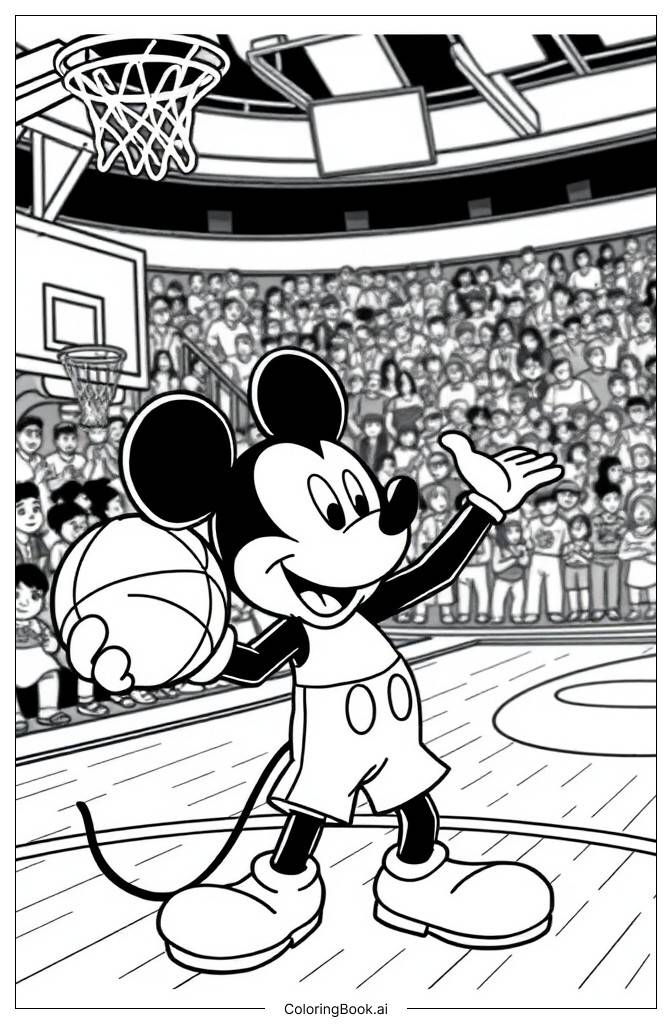  Mickey's Shooting Practice Coloring Page 