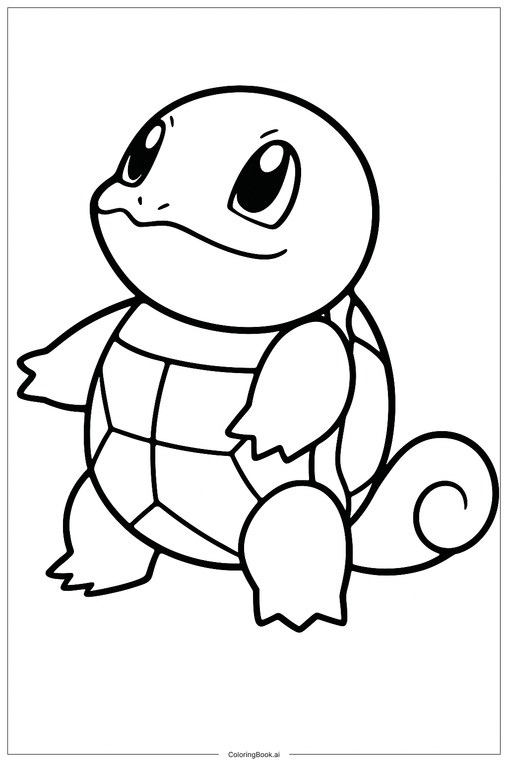  Página para colorear de Squirtle Mirando Hacia el Cielo 