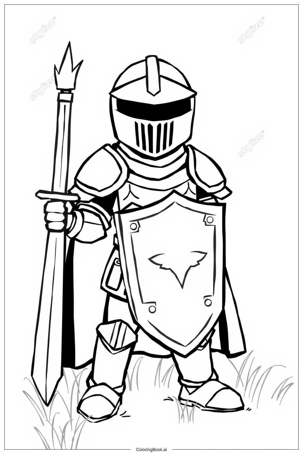  Black Knight Defending the Realm Coloring Page 