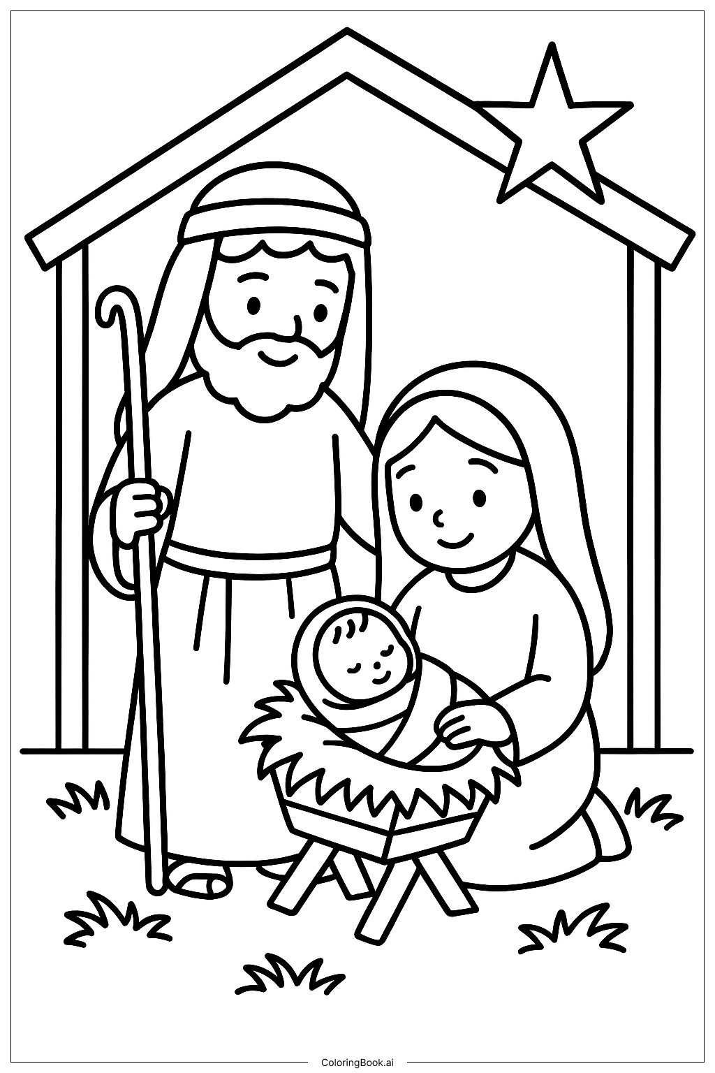  Joseph beschützt die Heilige Familie Ausmalseite 