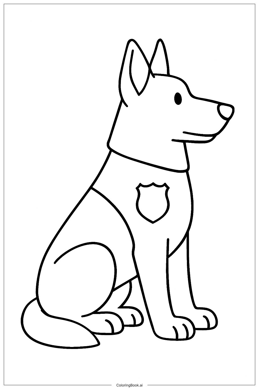  German Shepherd Police Dog Sitting Coloring Page 