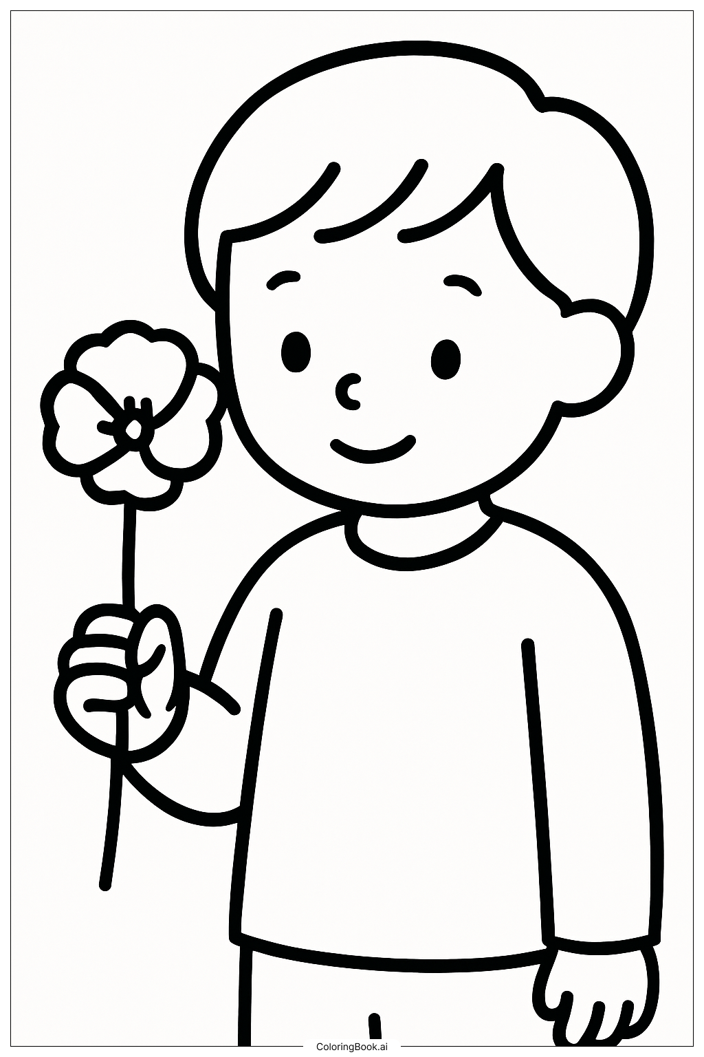  Trang tô màu Đứa trẻ cầm một bông hoa anh túc 