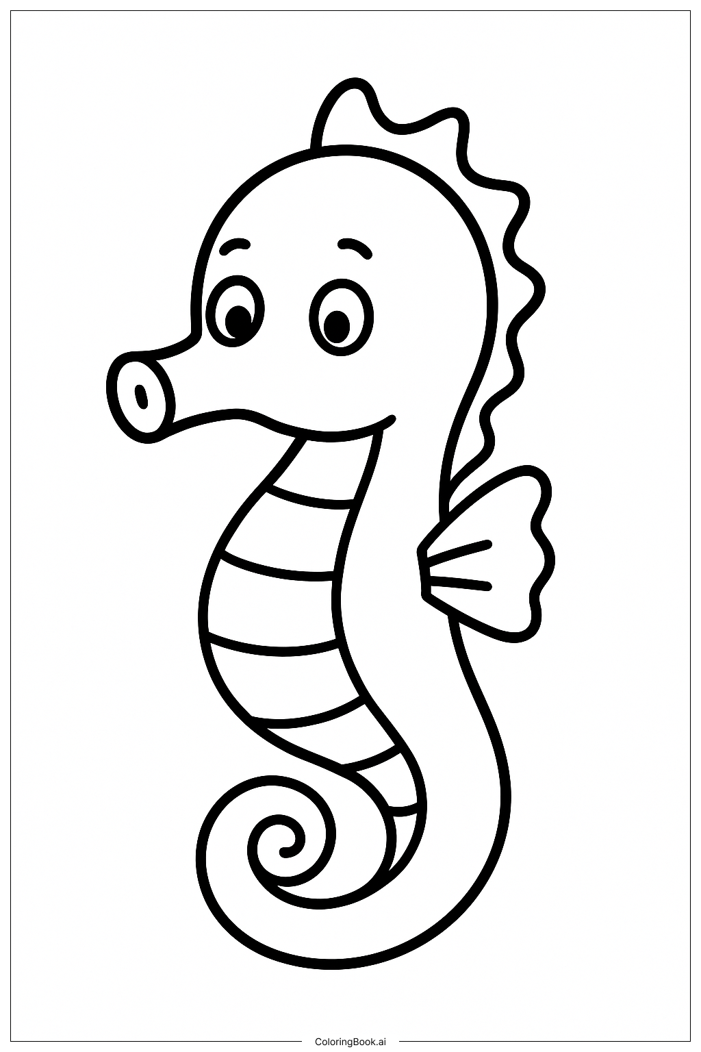  Curious Seahorse Under The Sea Coloring Page 