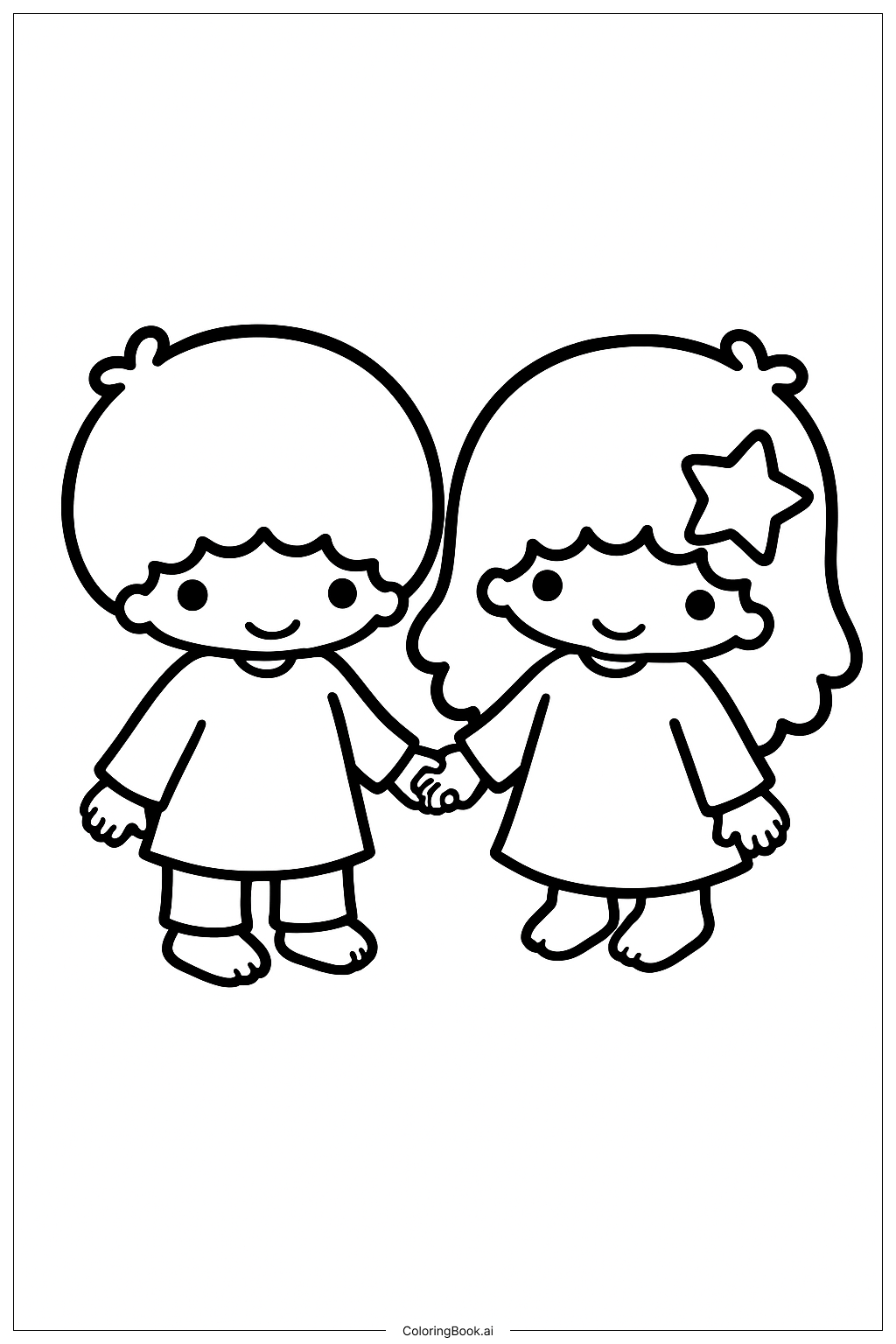  Little Twin Stars In Simple Pajamas Coloring Page 