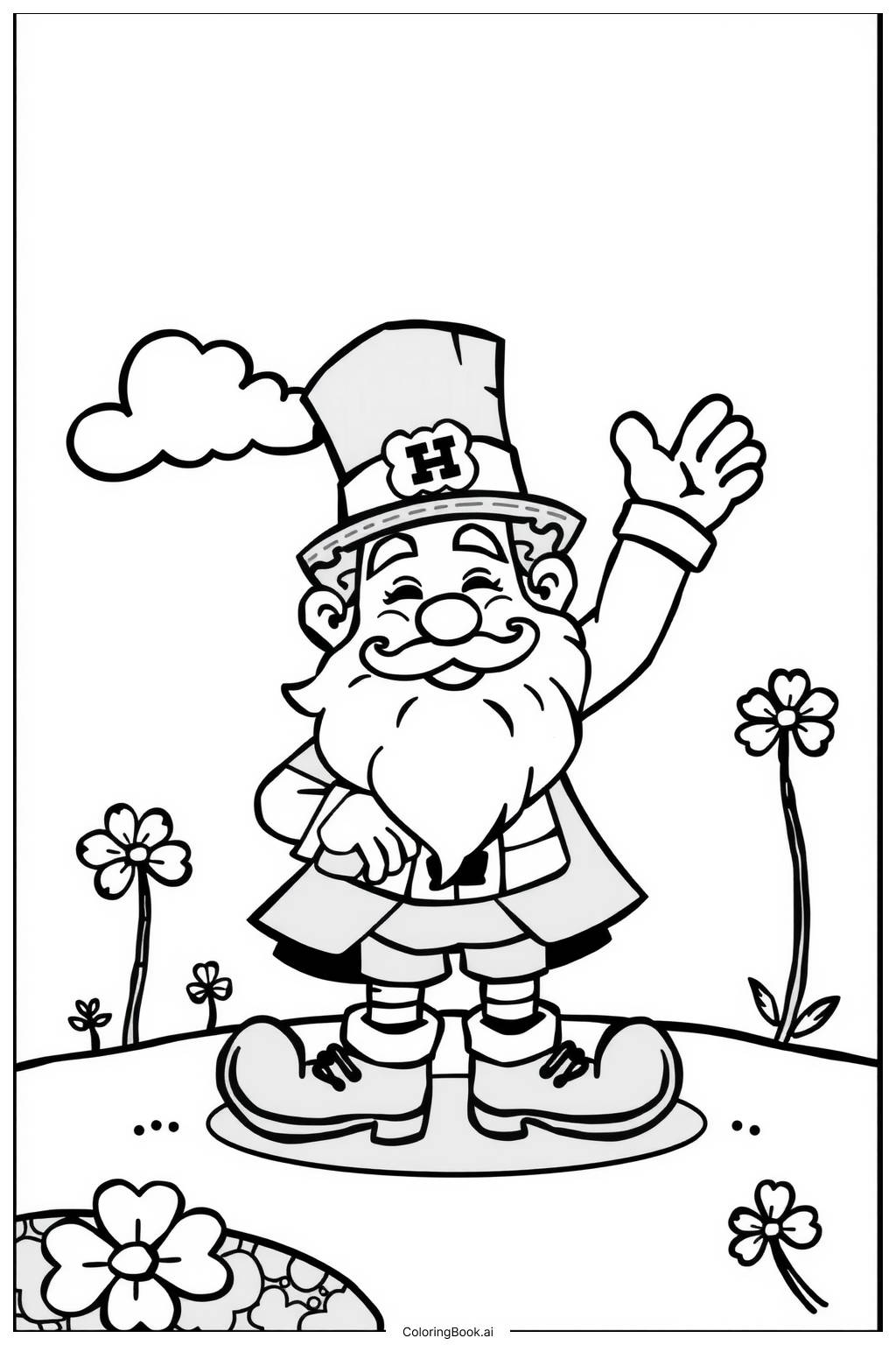  Leprechaun finding a hidden rainbow Coloring Page 