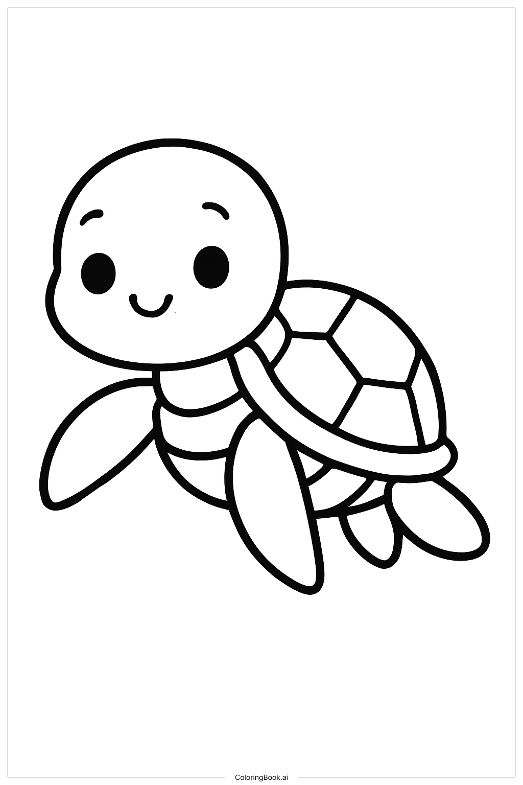  海洋里可爱的小海龟填色页 
