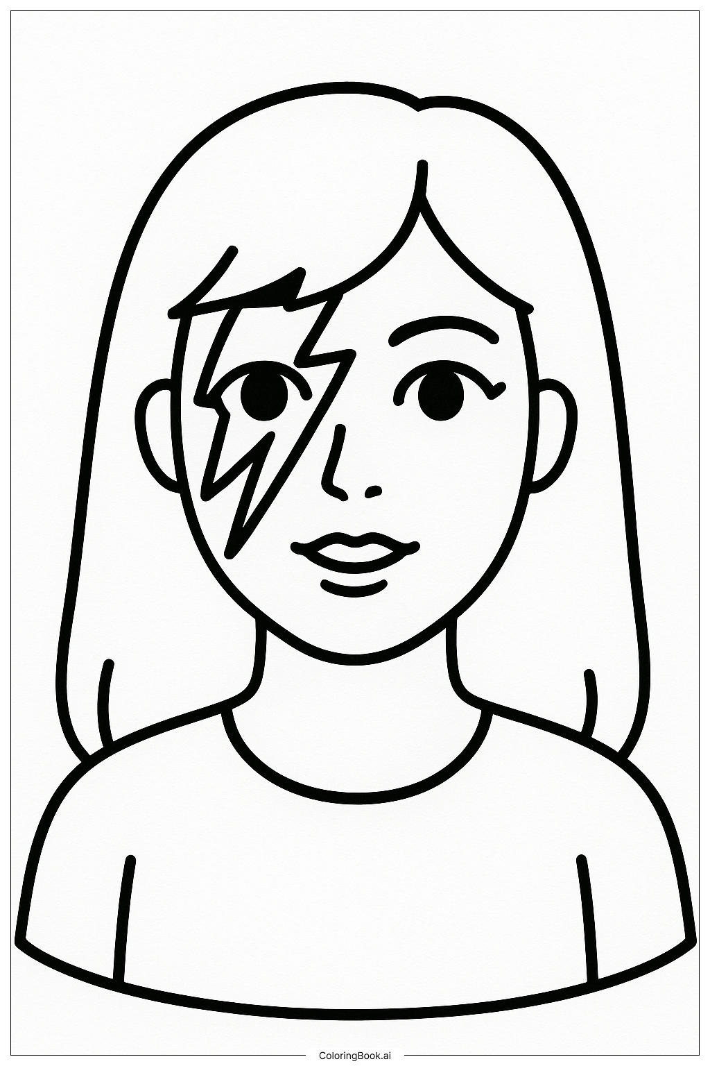  Lady Gaga With Lightning Bolt Makeup Coloring Page 