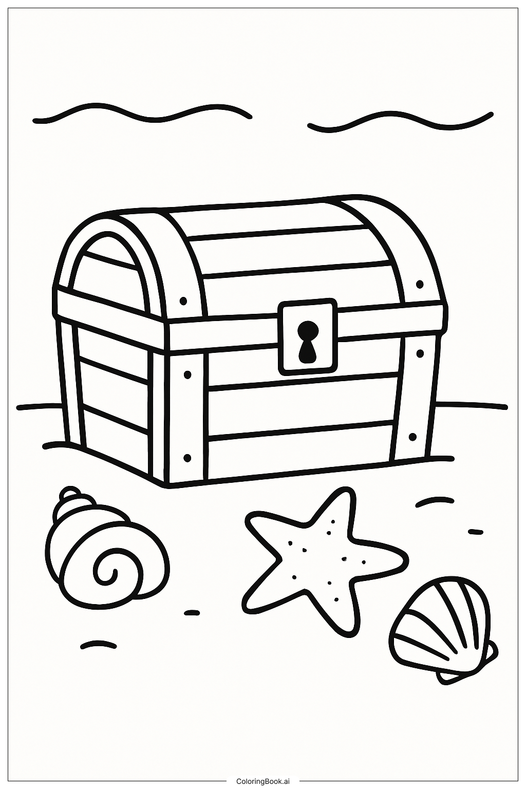  海底的宝箱填色页 