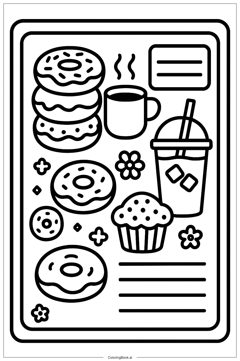  Dunkin Donuts Menu Board Variety Coloring Page 