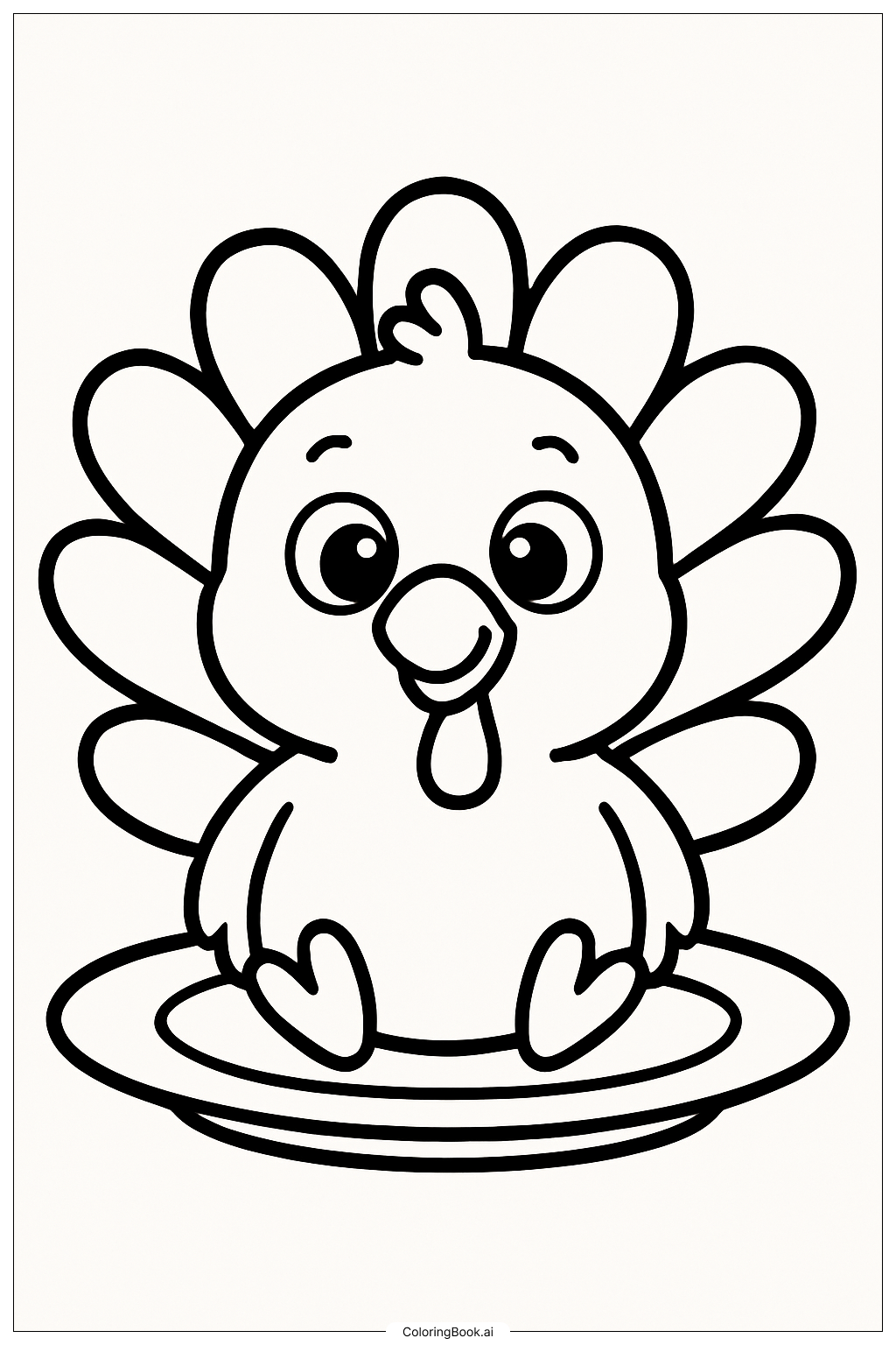  Página para colorear de Linda cena de pavo para Acción de Gracias 