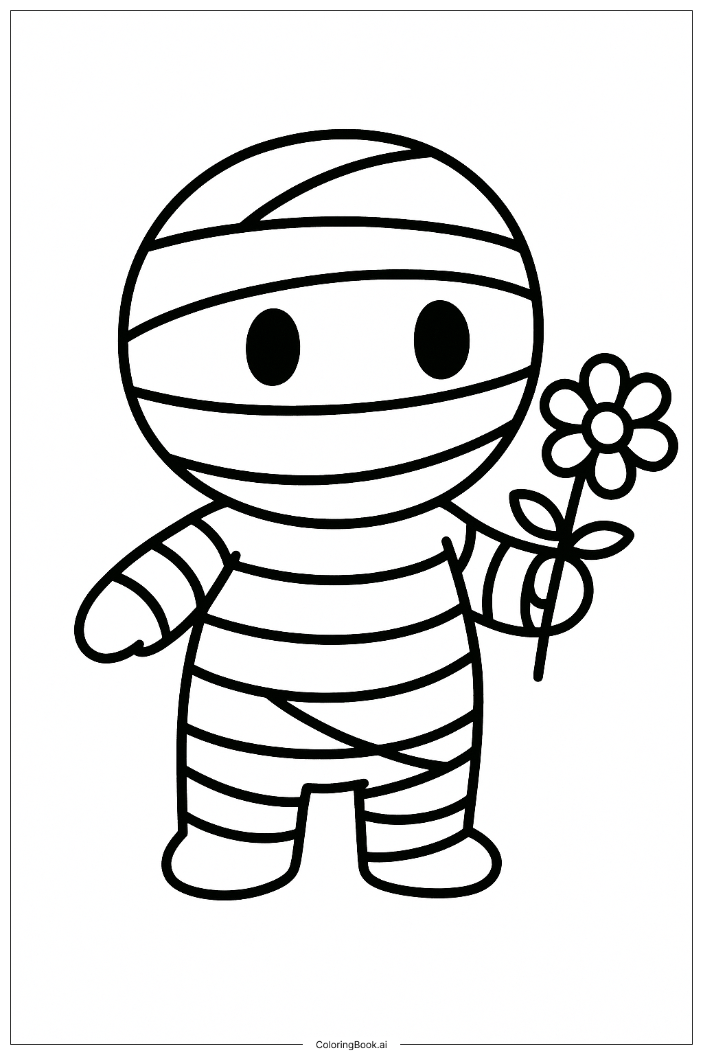  Mummy Holding A Single Flower Coloring Page 