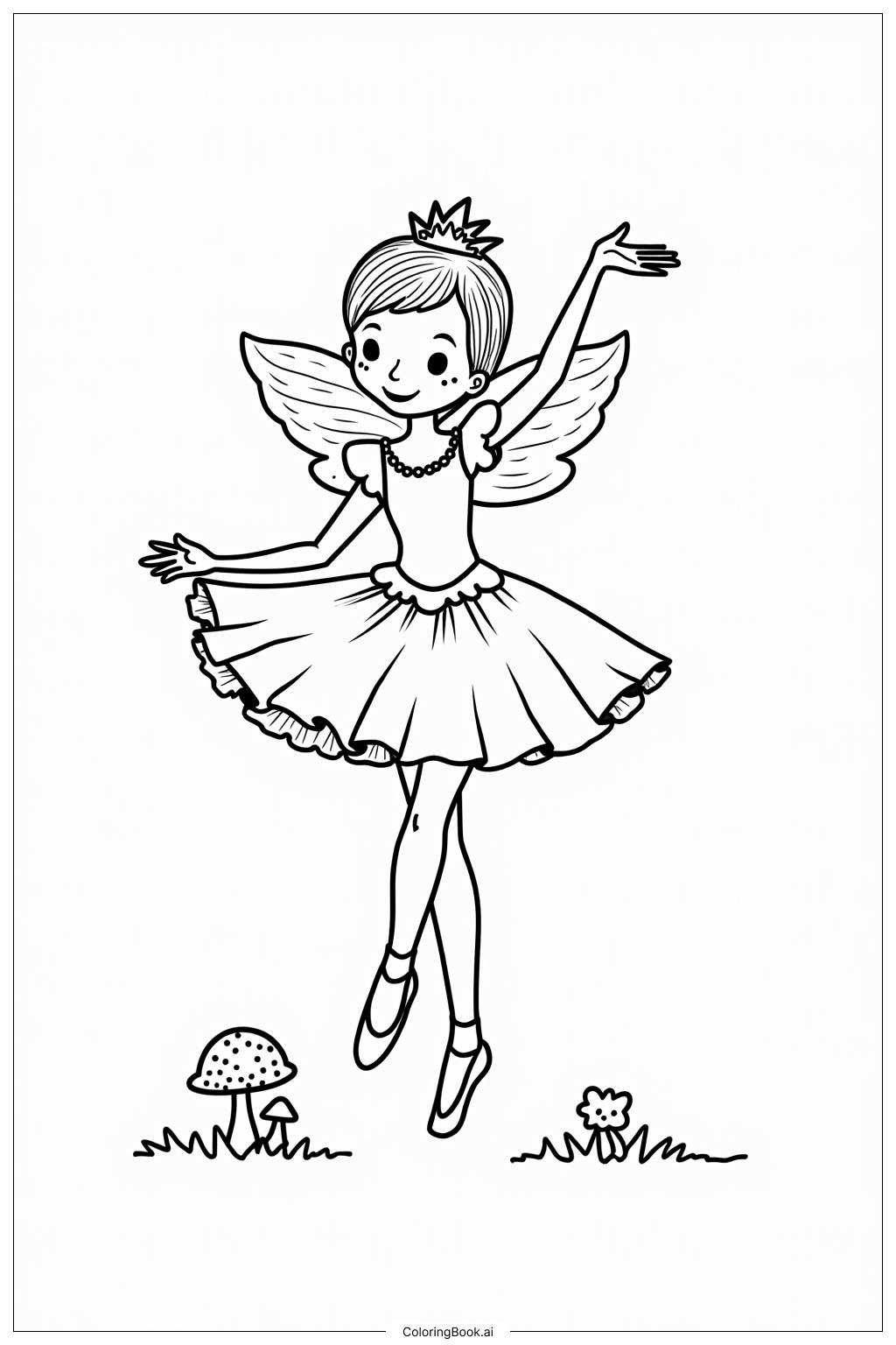  Ballerina in a Fairytale Forest Coloring Page 