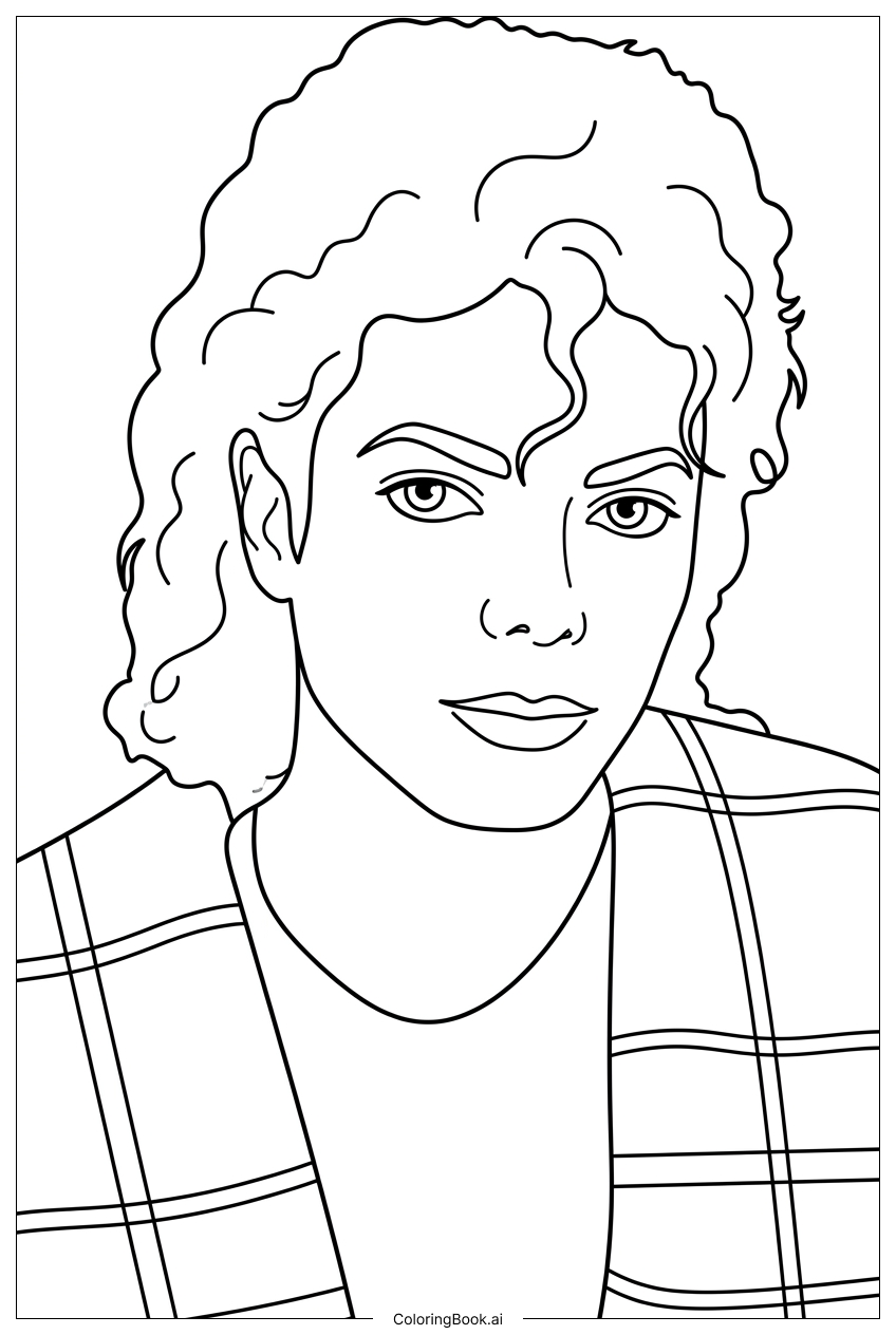 Michael Jackson plaid jacket thoughtful expression Coloring Page