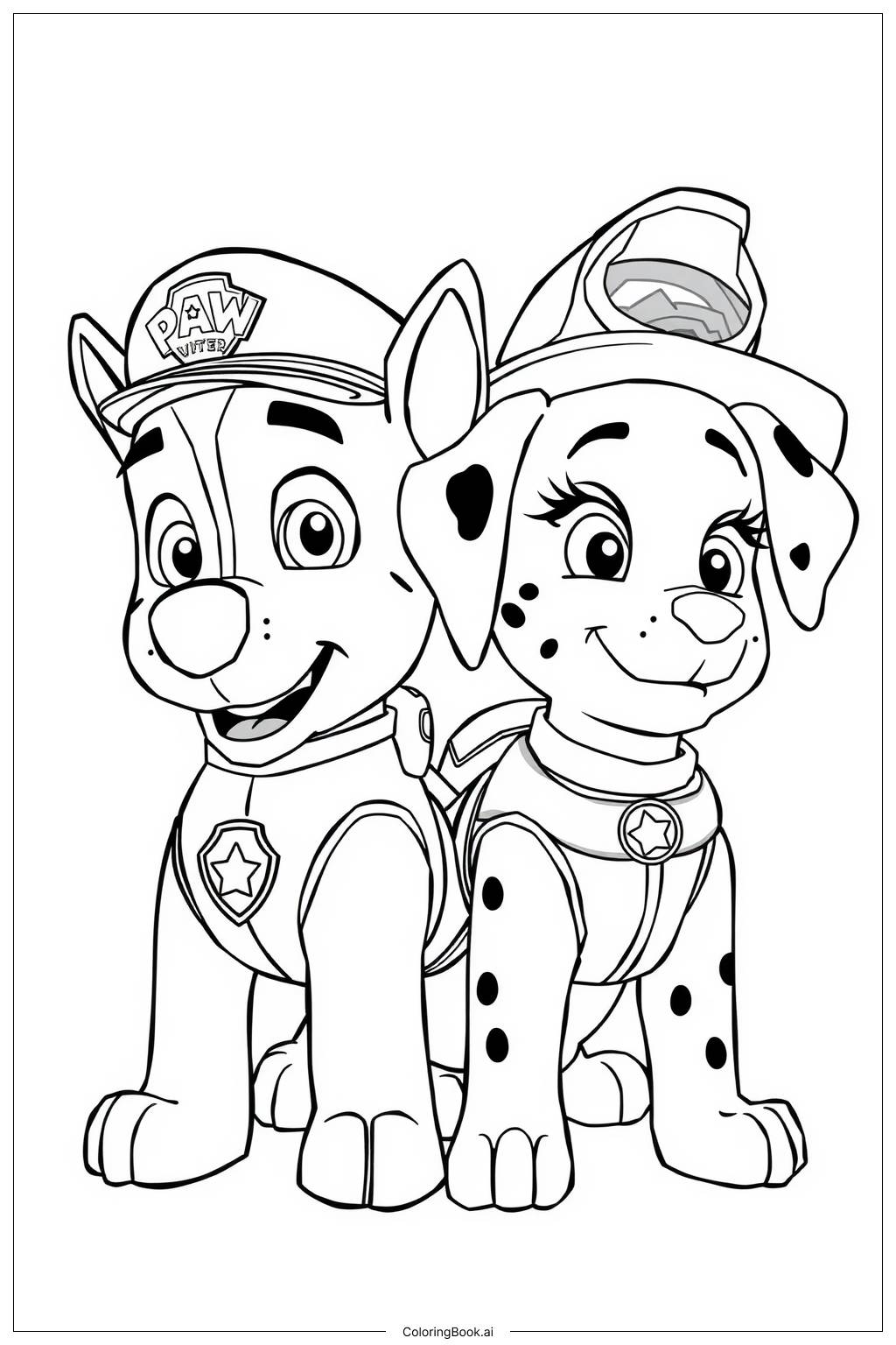  Página para colorear de Equipo Paw Patrol en Acción 