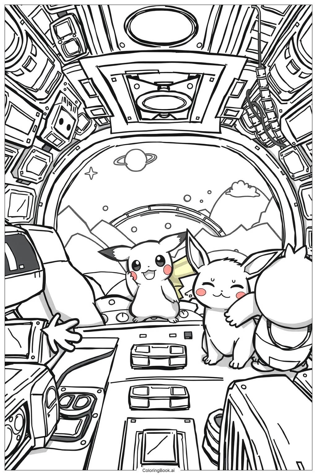  Pikachu Among Us Team Mission-2 Coloring Page 