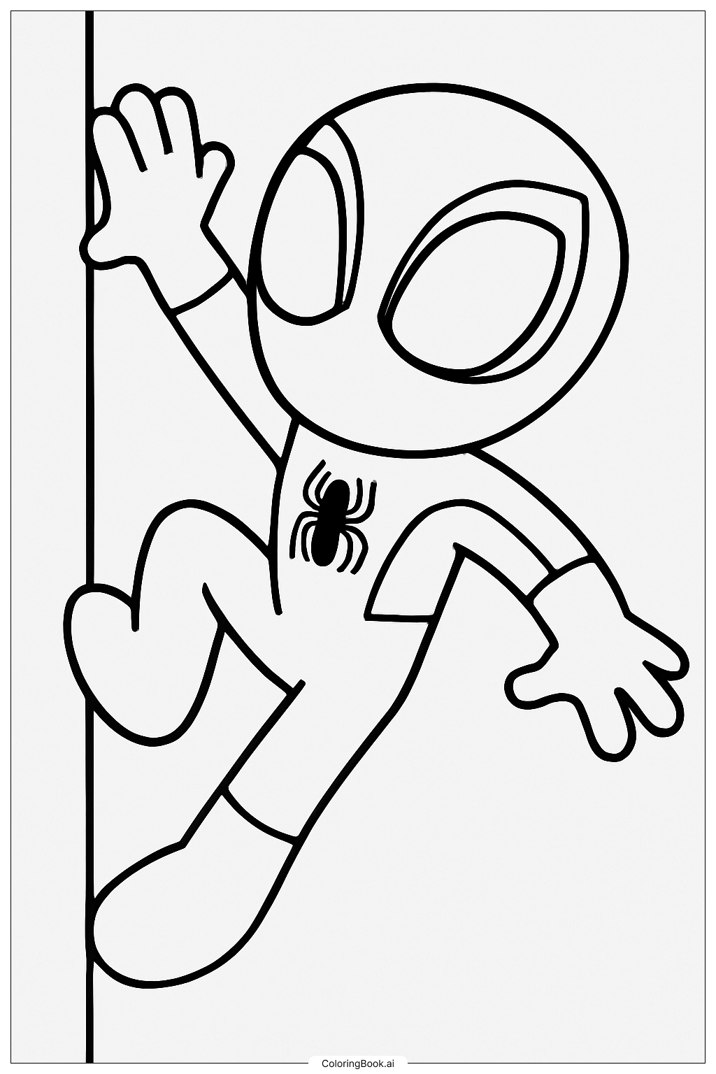  Página para colorear de Spidey y sus amigos increíbles Spidey trepa una pared 
