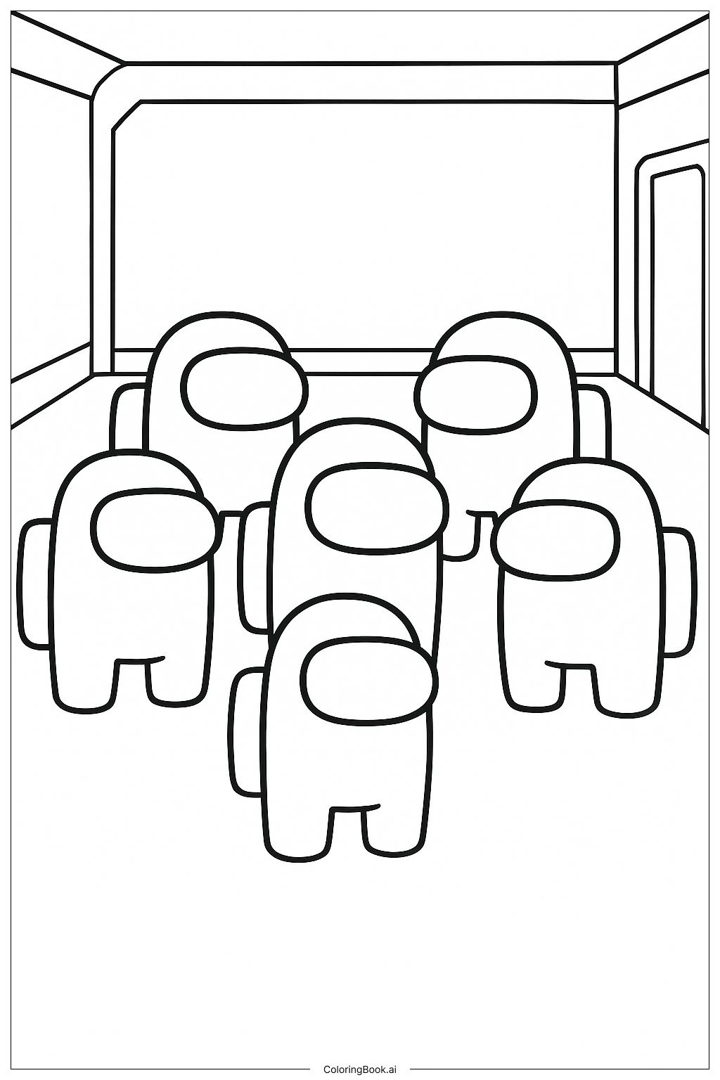  Group Of Among Us Characters Coloring Page 