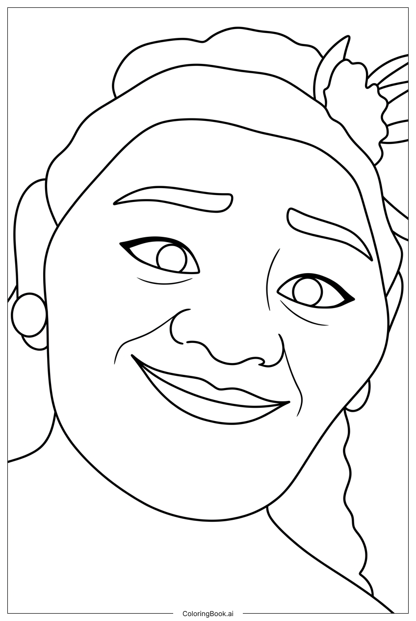  Moana 2 Krieger mit zurückgebundenem Haar Ausmalseite 