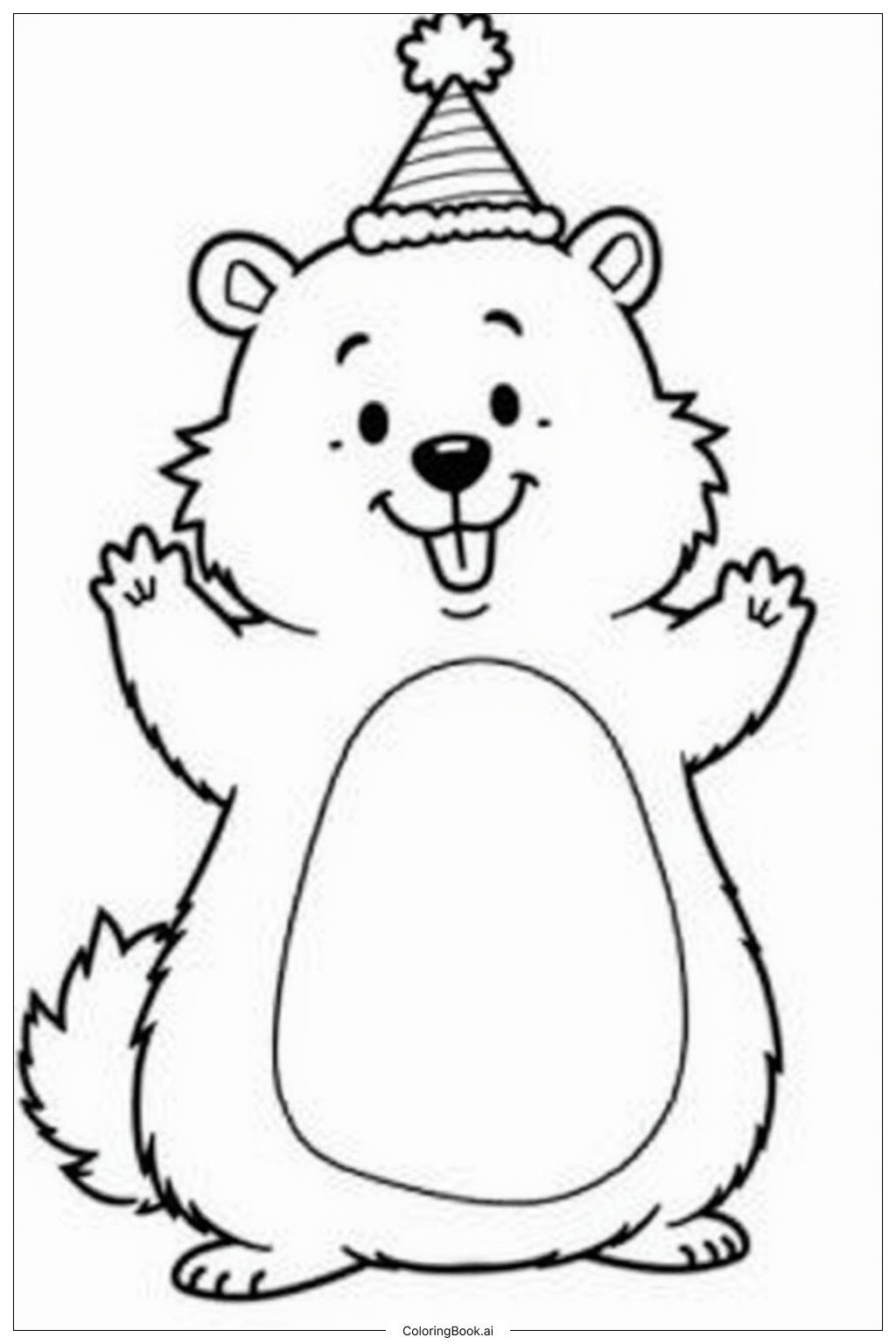  Ground Hog Celebrating Groundhog Day Coloring Page 