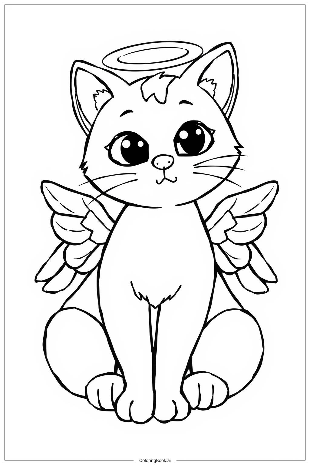  Angel Cat Wings Coloring Page 