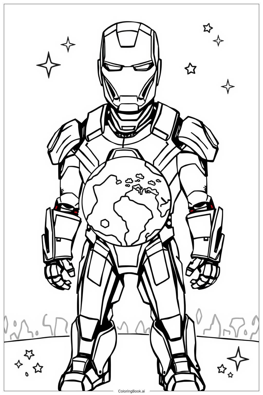  Page de coloriage Iron Man Sauvant le Monde 