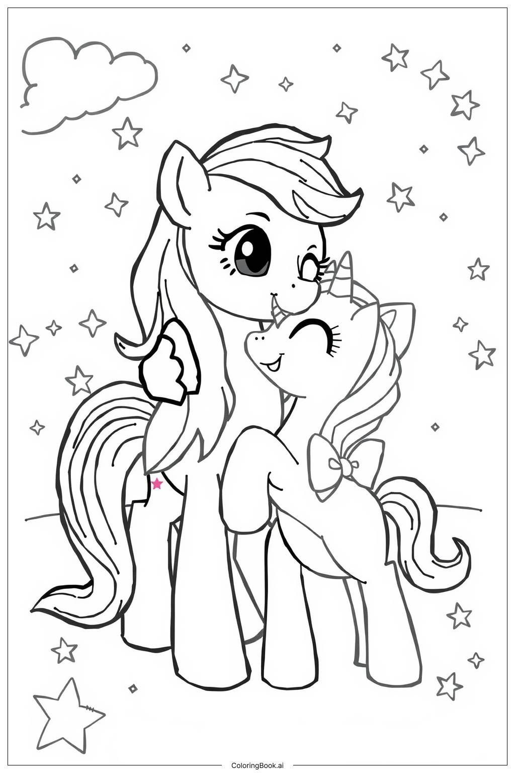  My Little Pony 80's Original Characters Reunion Coloring Page 