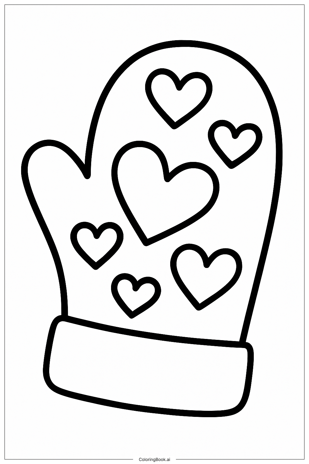 Heart Pattern Mitten Coloring Page