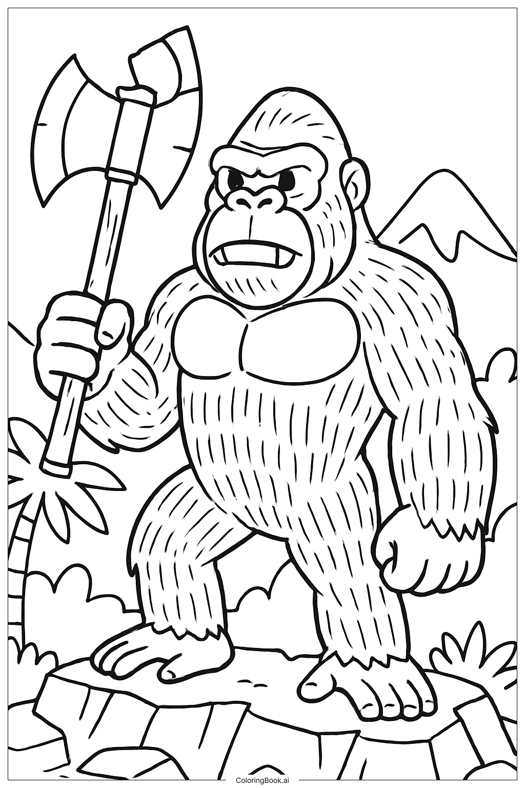 King Kong Holding a Giant Axe