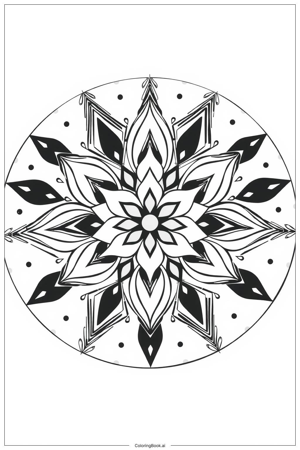  Página para colorear de Diseño de Mandala con Estrellas 