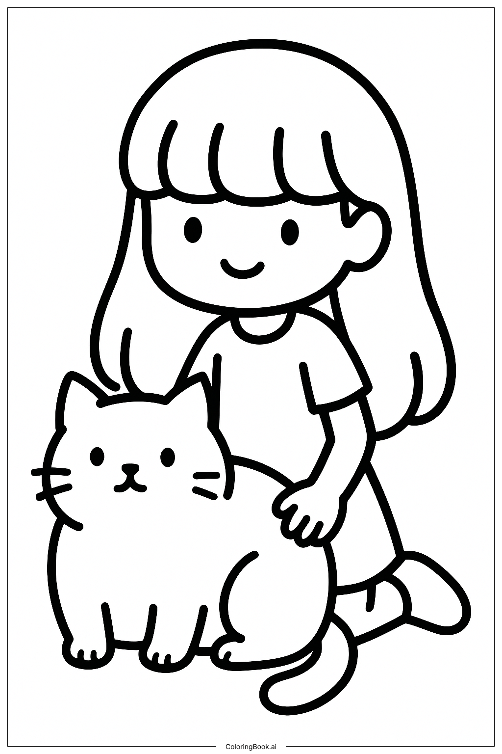  Adorable Blackpink Lisa With Her Cat Coloring Page 