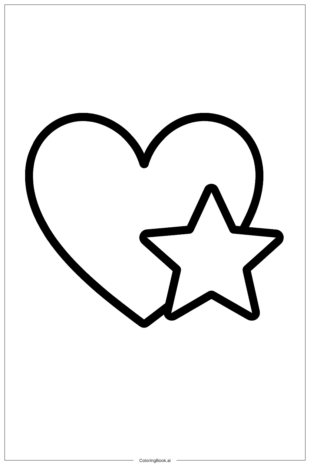 Cute Preppy Heart with a Star Coloring Page