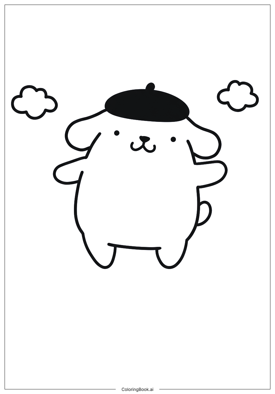 Pompompurin 快樂跳躍著色頁