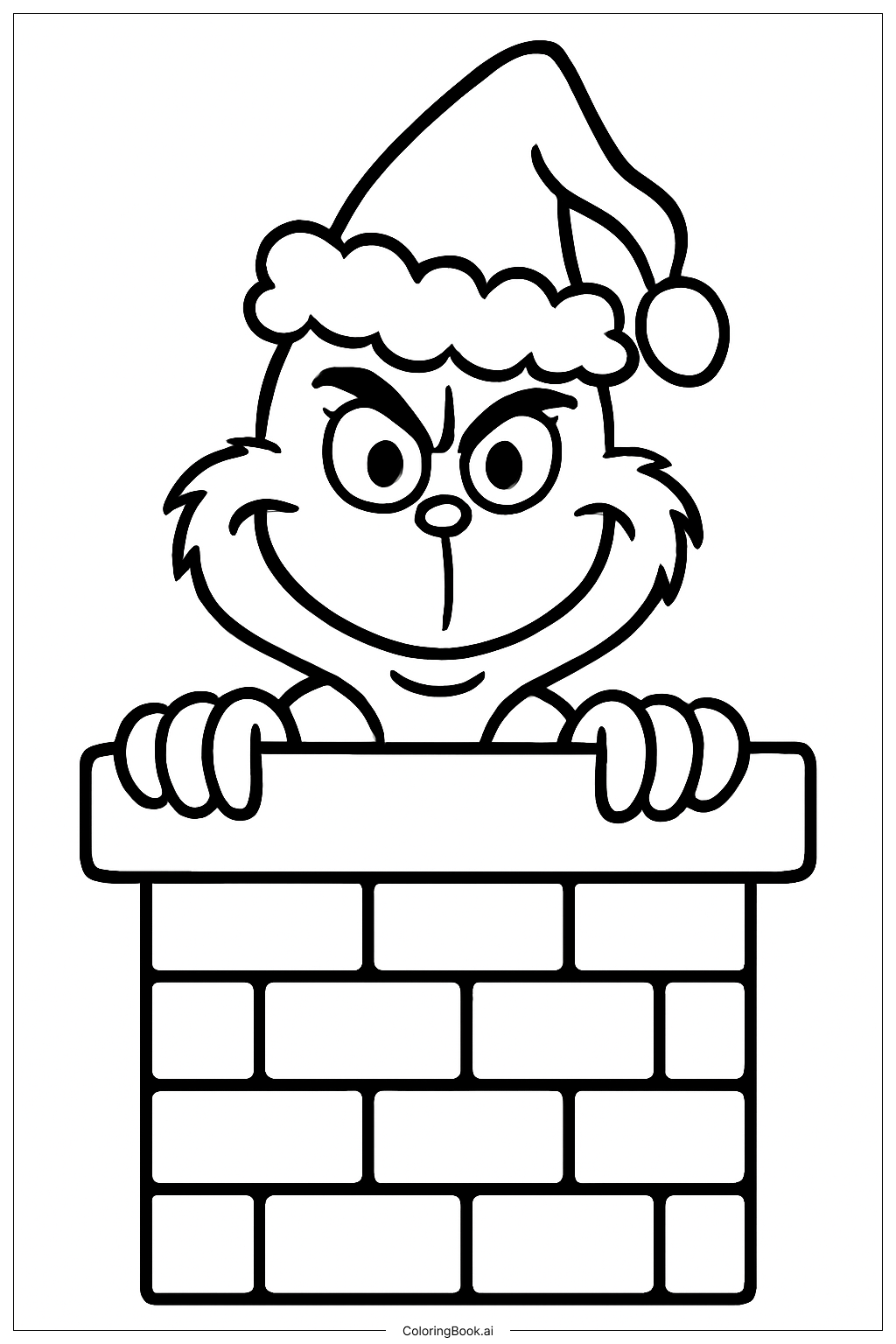  The Grinch Peeking From Chimney Coloring Page 