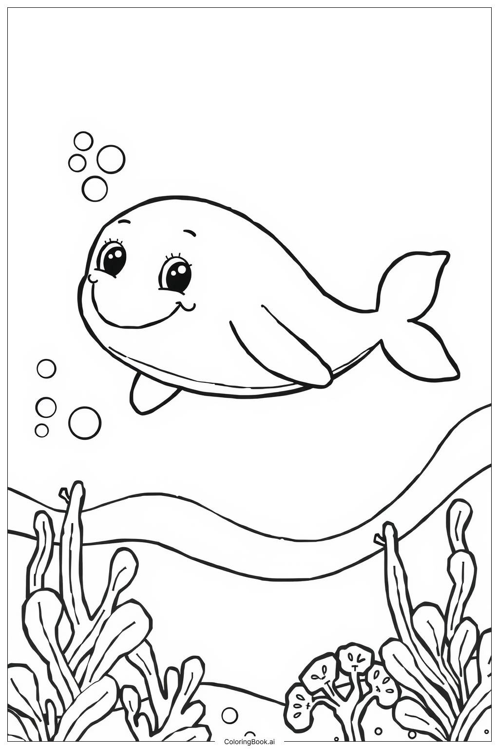  Page de coloriage Baleine explorant un monde marin vibrant 