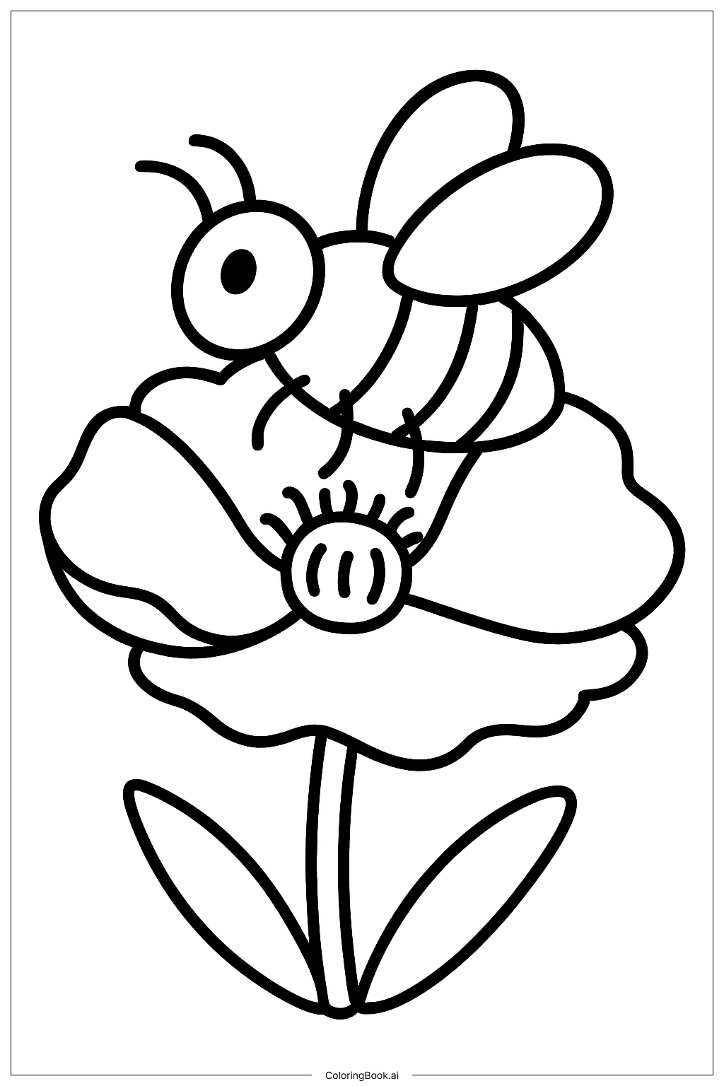  Trang tô màu Con Ong Trên Bông Hoa Anh Túc 
