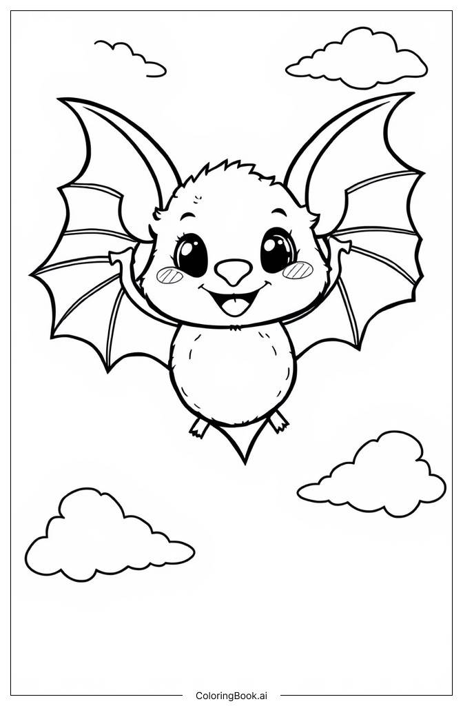  Page de coloriage Chauve-souris mignonne2 