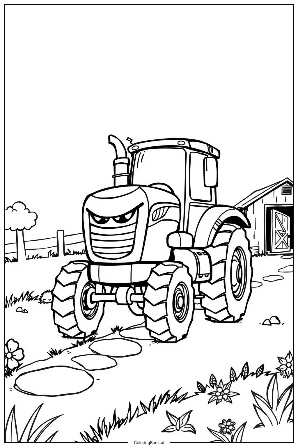  Página para colorear de Otis El Tractor Ayuda 