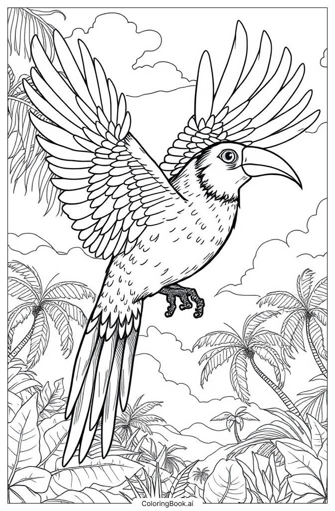  Tropical bird Coloring Page 