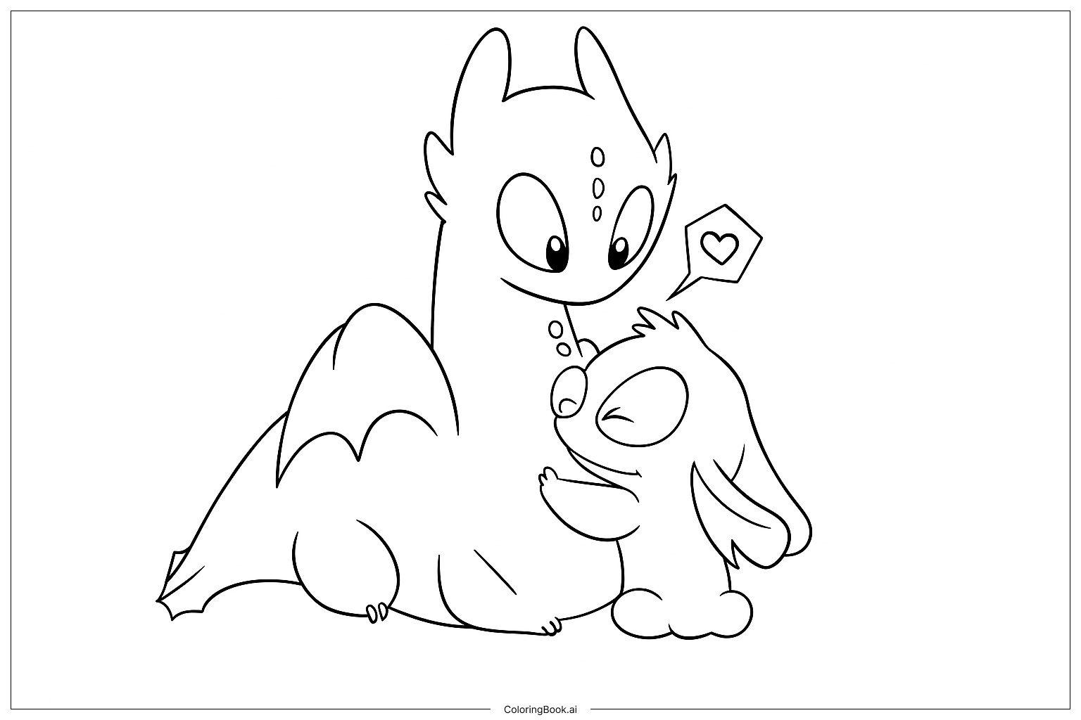  Toothless And Stitch Hugging  Coloring Page 